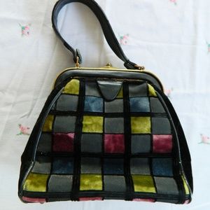 Vintage 1950s Velvet Plaid Evening Purse Pinup VLV